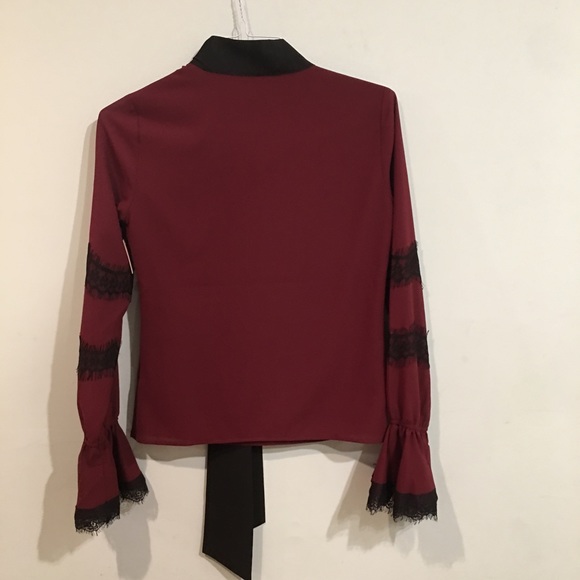 Rachel Parcell | Claret Tie Front Burgundy Blouse - Picture 8 of 8